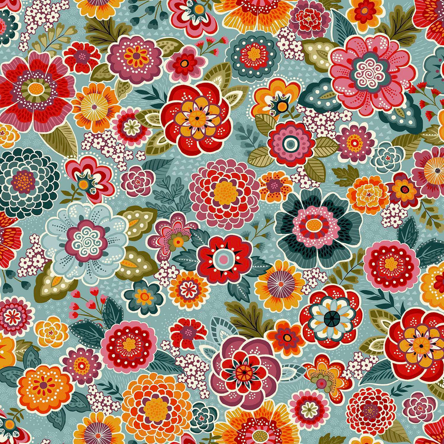 Makower - Revival Floral Blue 1/2m