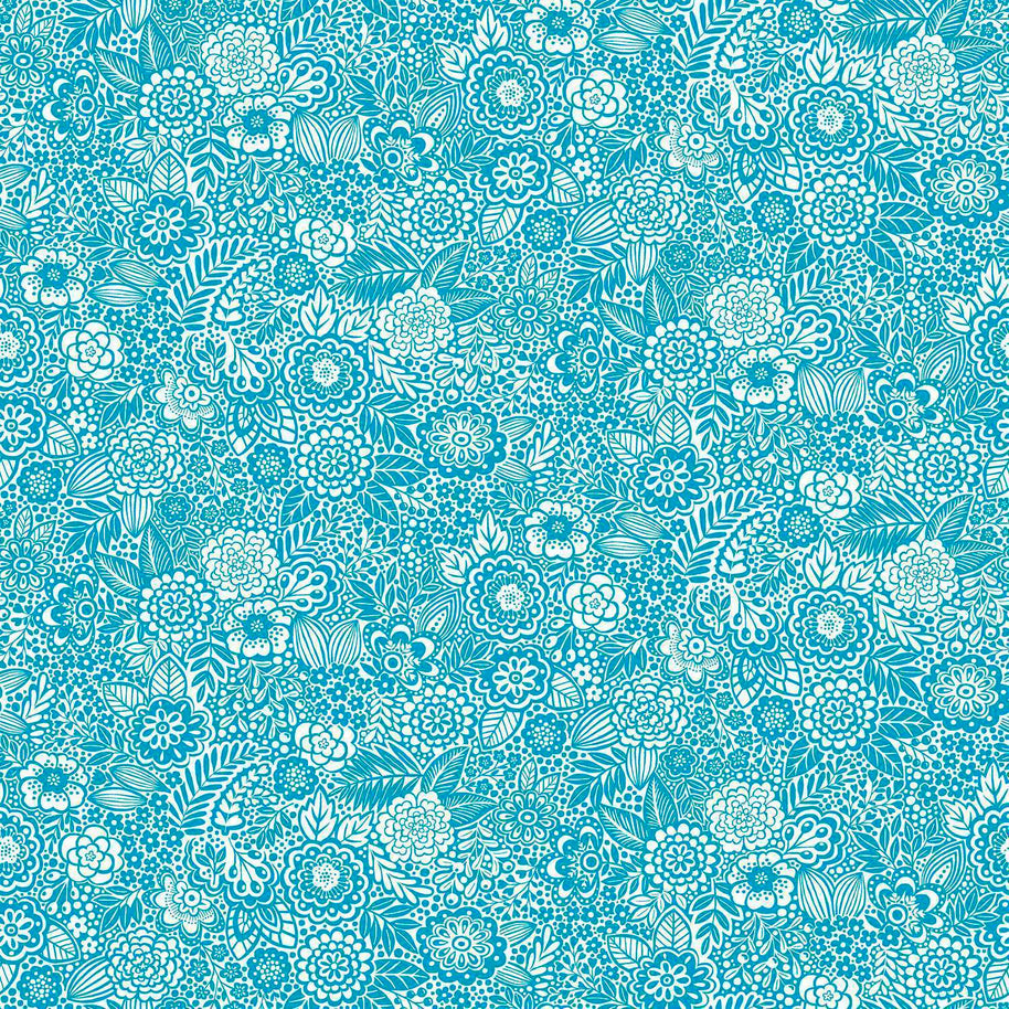 Makower - Revival Stencil Blue 1/2m
