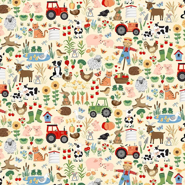 Makower - Fun on the Farm Friends Cream 1/2m