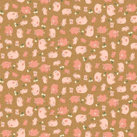 Makower - Fun on the Farm Happy Pigs Brown 1/2m