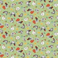Makower - Fun on the Farm Chickens Green 1/2m