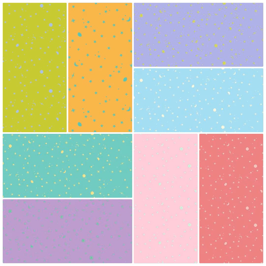 8 Fat Quarters of Space Sprinkles True Colors by Tula Pink