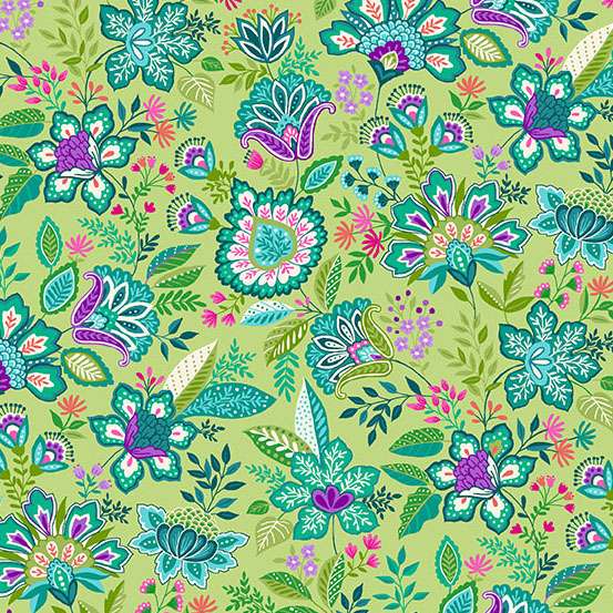 147_G Botanical-Green Tropica by Makower 1/2m