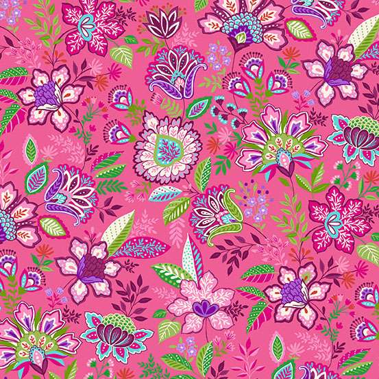 147_P Botanical-Pink Tropica by Makower 1/2m