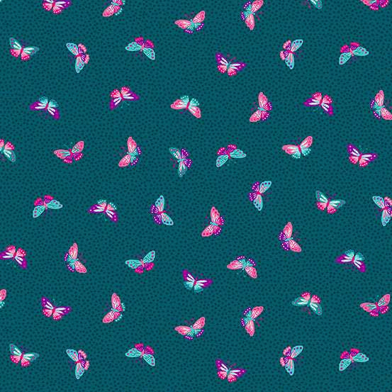 149_B Butterflies-Blue, Tropica by Makower 1/2m