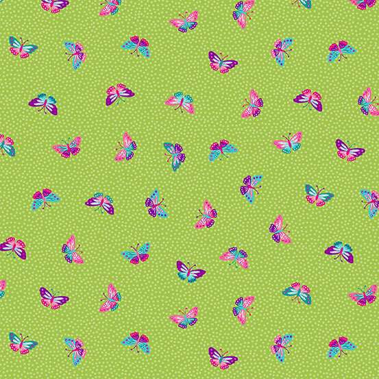 149_G Butterflies-Green, Tropica by Makower 1/2m