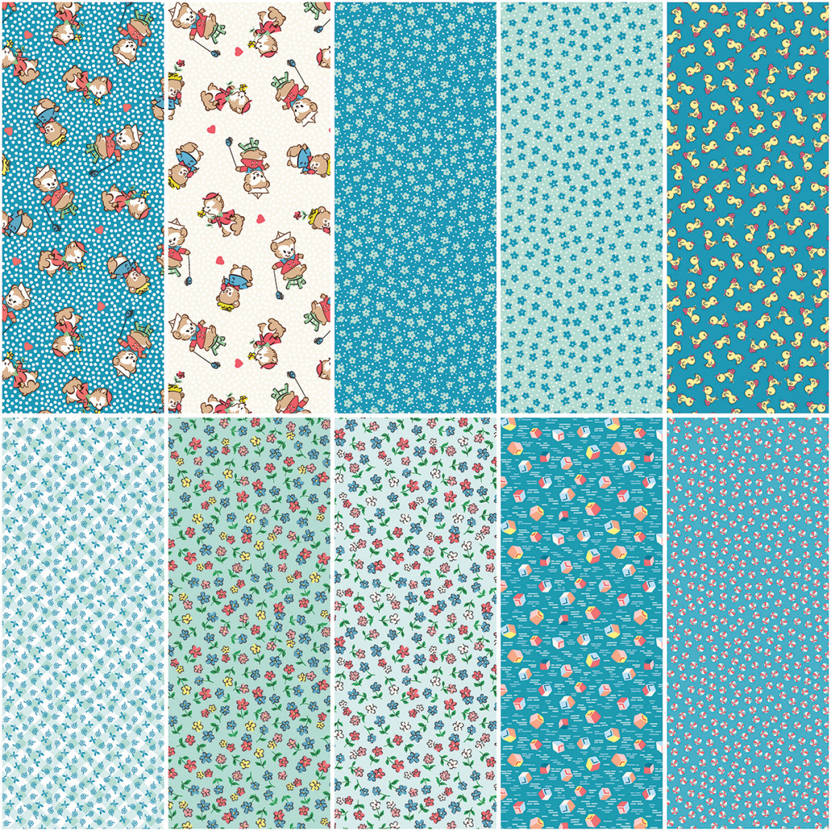 Riley Blake - Playtime 30's Fat Quarter Blue Bundle
