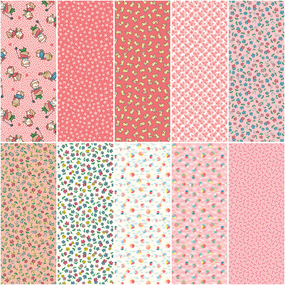 Riley Blake - Playtime 30's Fat Quarter Peony Pink Bundle