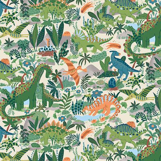 163_Q Paradise-Cream, Prehistoric by Makower 1/2m