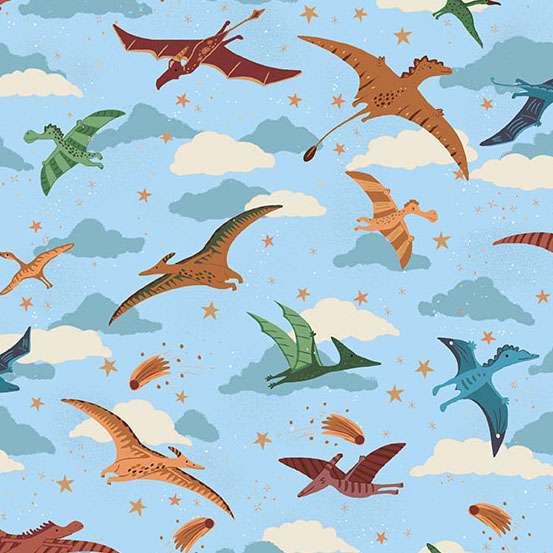 165_B2 Soar-Light Blue, Prehistoric by Makower 1/2m