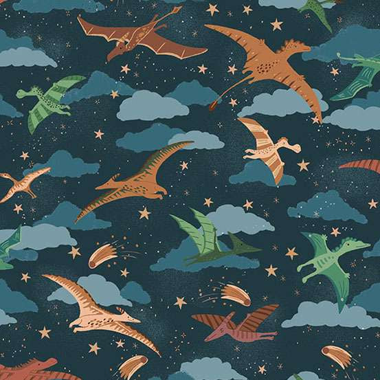 165_B8 Soar-Dark Blue, Prehistoric by Makower 1/2m