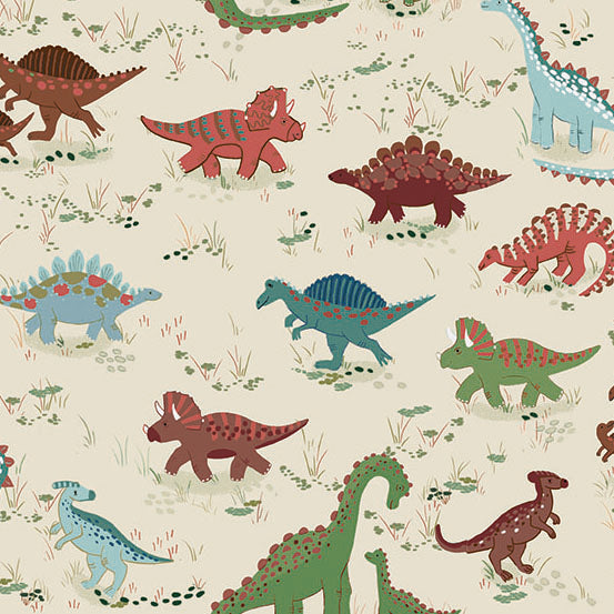 166_Q Roam-Cream, Prehistoric by Makower 1/2m