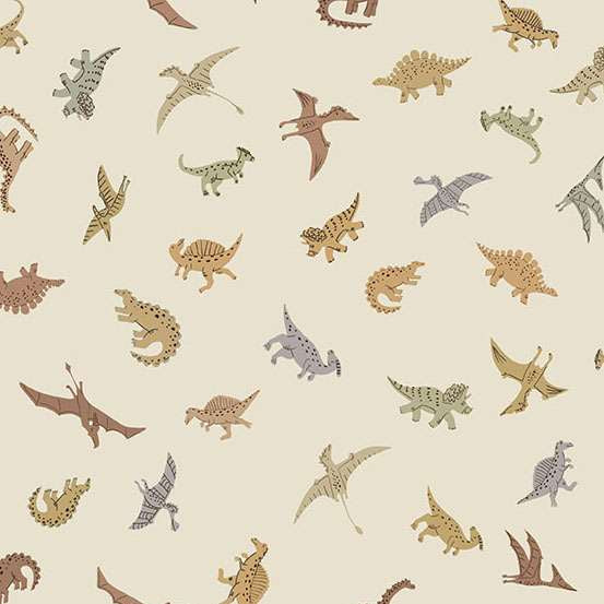 168_Q Pals-Cream, Prehistoric by Makower 1/2m