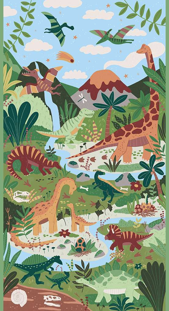 170_1 Panel – Multi, Prehistoric by Makower - Panel