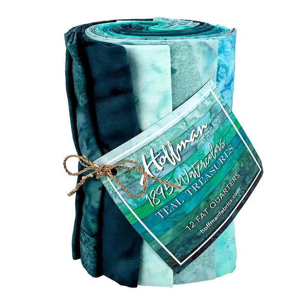 Teal Treasures 1895 Batik Bali Watercolours 12 Fat Quarter Bundle