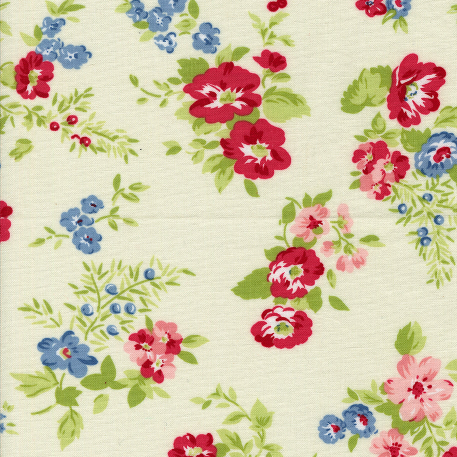 Moda Fabrics - Hollyhocks Roses Jasmine 1/2m