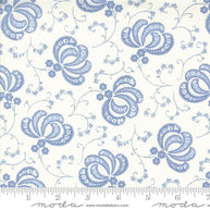 Moda Fabrics - Hollyhocks Roses Jasmine Sky 1/2m