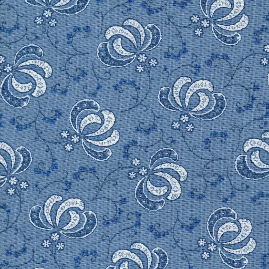 Moda Fabrics - Hollyhocks Roses Sky Blooms 1/2m
