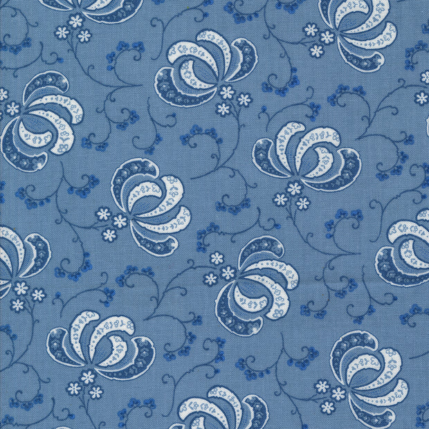 Moda Fabrics - Hollyhocks Roses Sky Blooms 1/2m