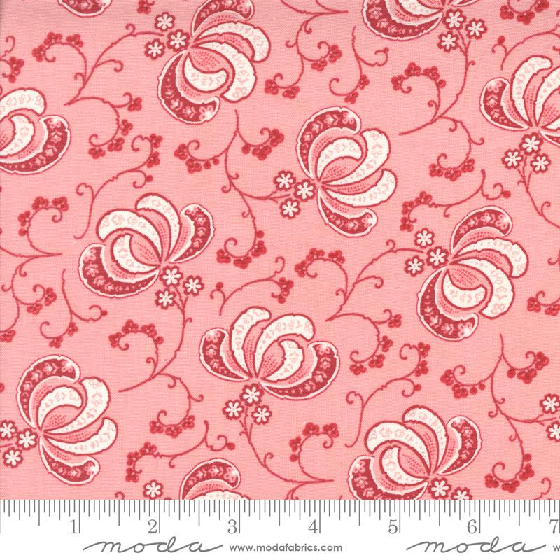Moda Fabrics - Hollyhocks Roses Carnation Pink 1/2m