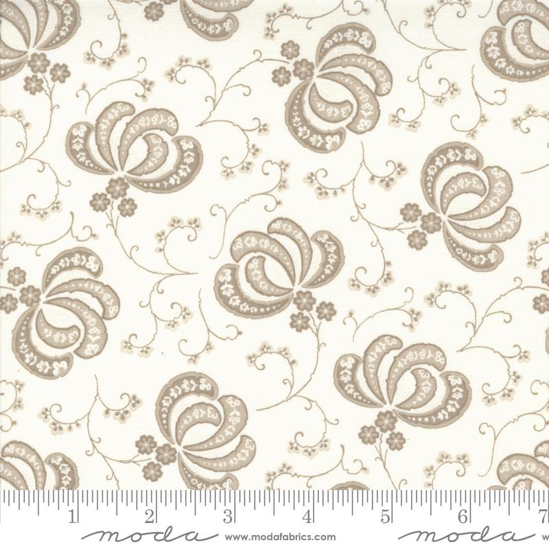 Moda Fabrics - Hollyhocks Roses Linen Blooms 1/2m