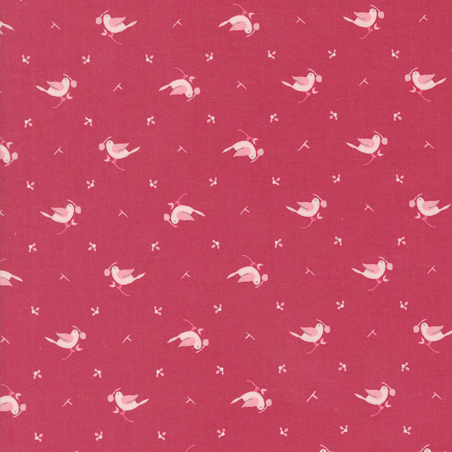 Moda Fabrics - Hollyhocks Roses Geranium Red 1/2m