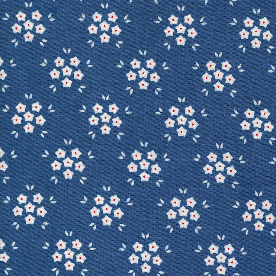 Moda Fabrics - Hollyhocks Roses Bluebell Flower Puffs 1/2m