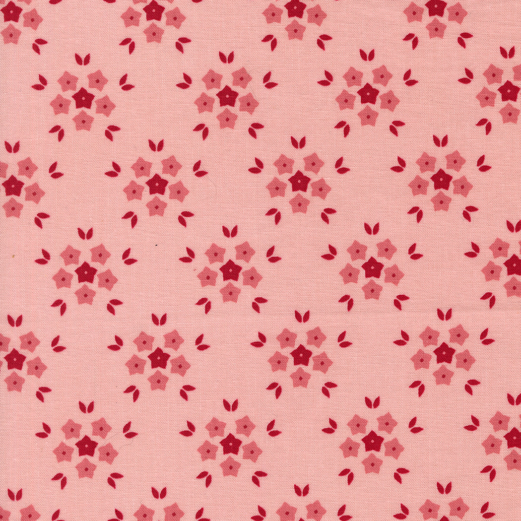 Moda Fabrics - Hollyhocks Roses Pink Flower Puffs 1/2m