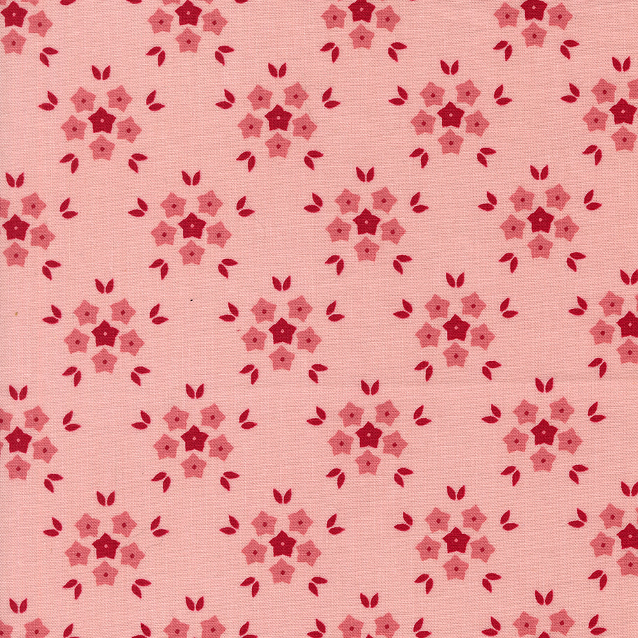 Moda Fabrics - Hollyhocks Roses Pink Flower Puffs 1/2m