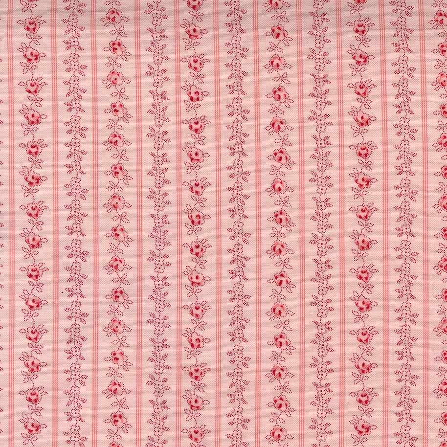 Moda Fabrics - Hollyhocks Roses Pink Floral Stripe1/2m