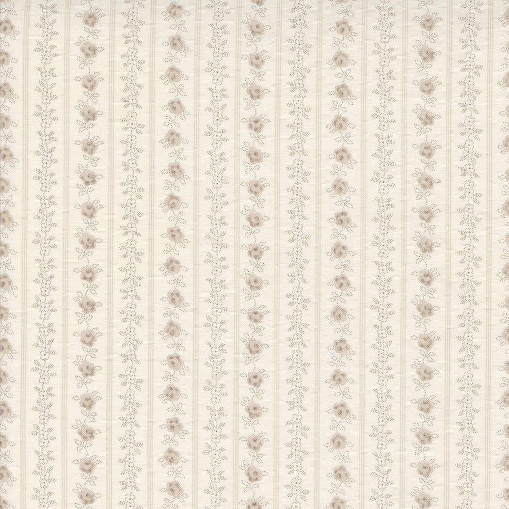 Moda Fabrics - Hollyhocks Roses Linen Floral Stripe1/2m