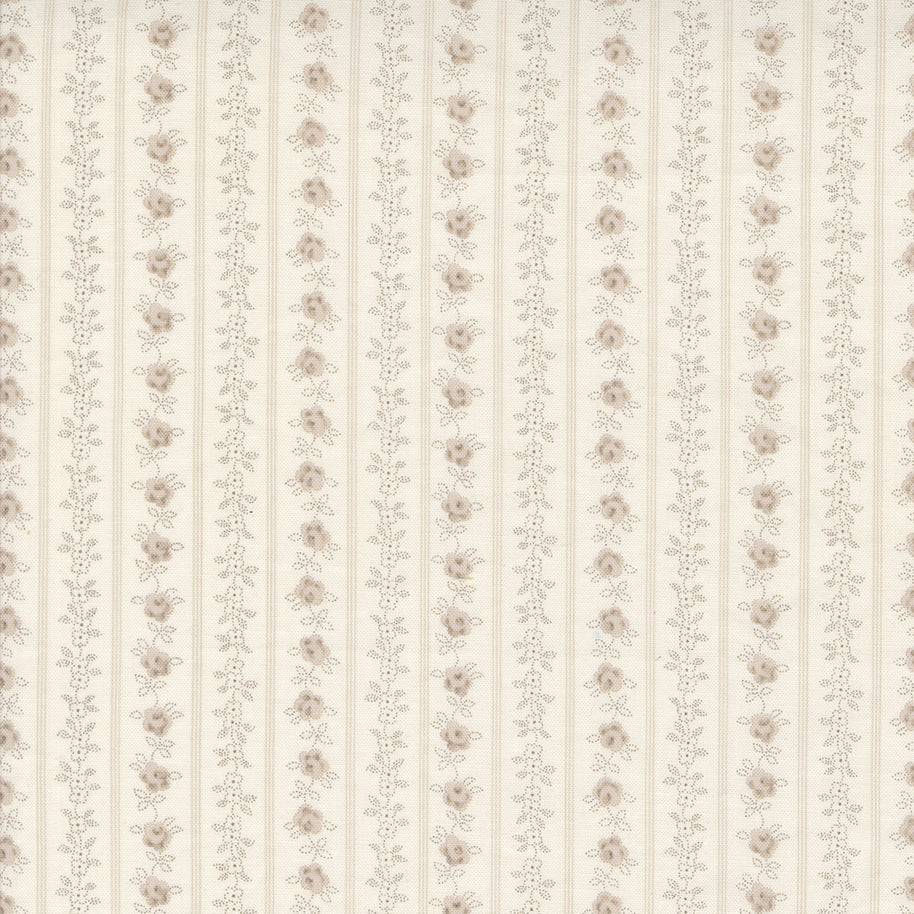 Moda Fabrics - Hollyhocks Roses Linen Floral Stripe1/2m
