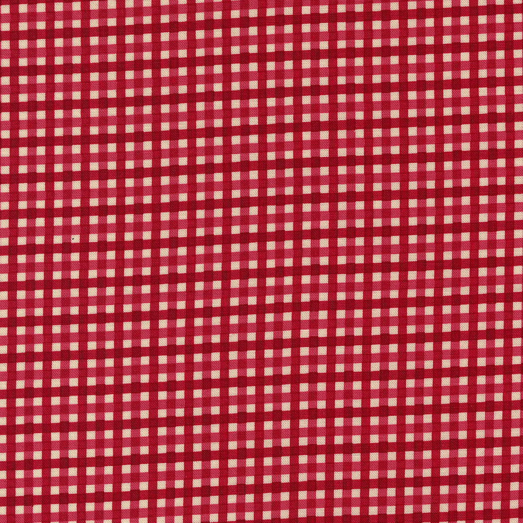 Moda Fabrics - Hollyhocks Roses Geranium Red Gingham Check 1/2m