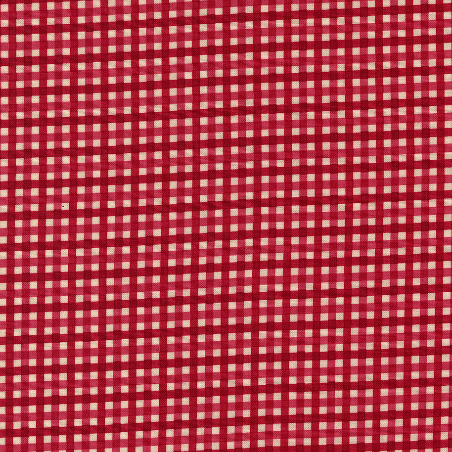 Moda Fabrics - Hollyhocks Roses Geranium Red Gingham Check 1/2m