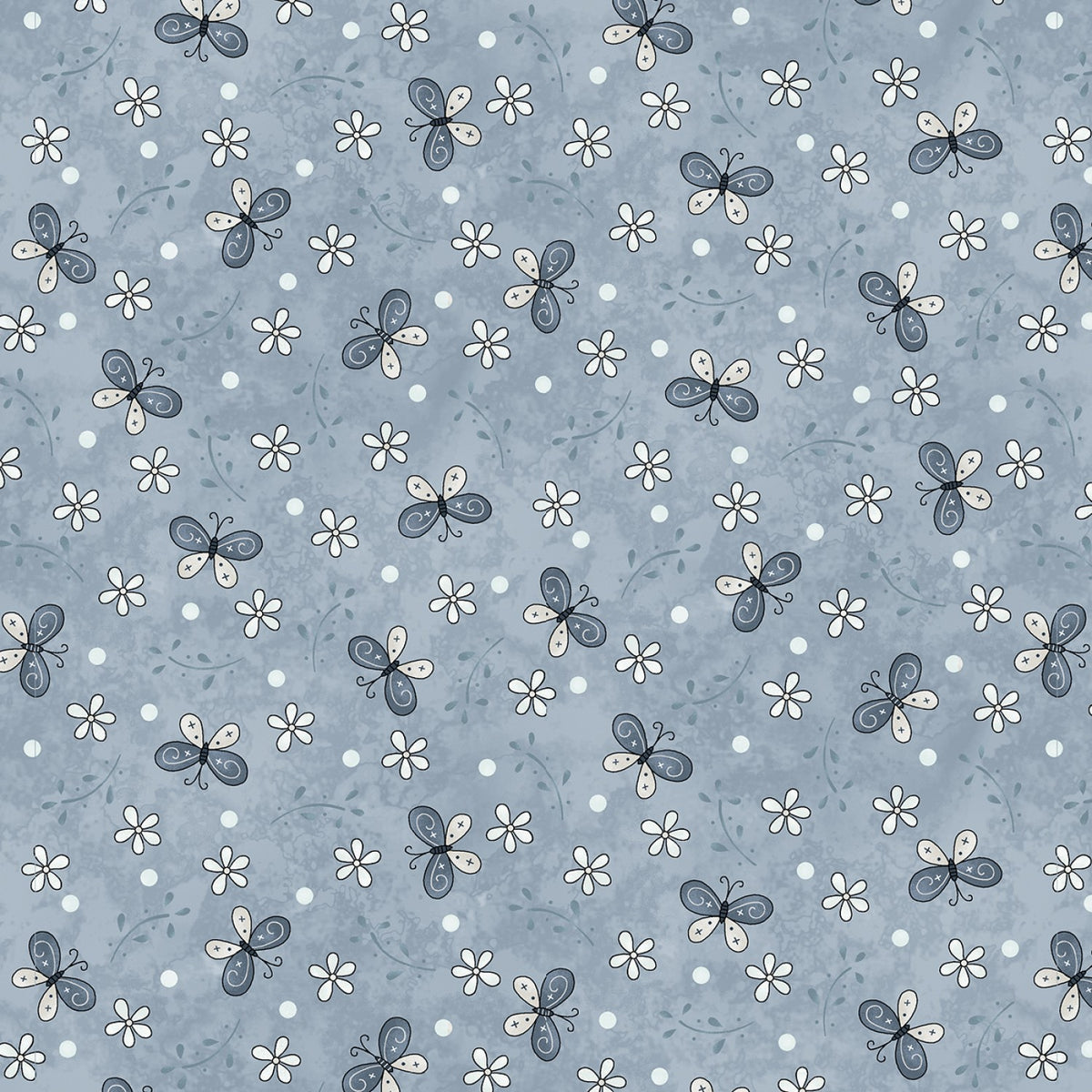Butterflies and Blooms Lt. Blue 1/2m