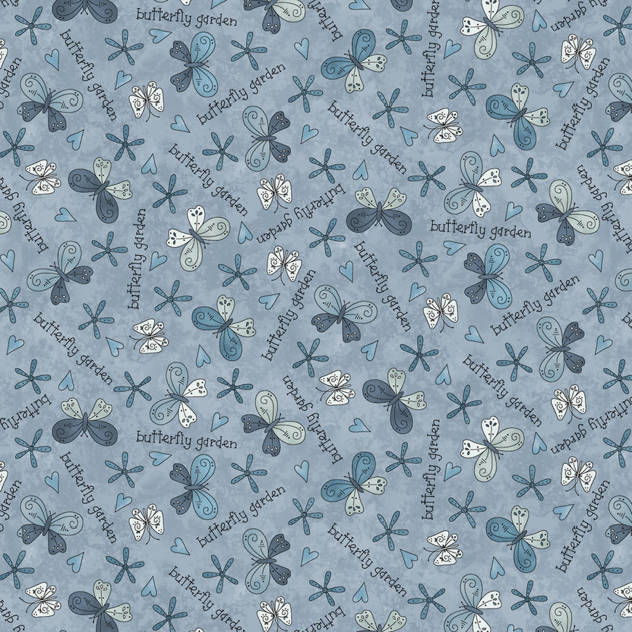 Butterflies and Blooms Lt Blue 1/2m