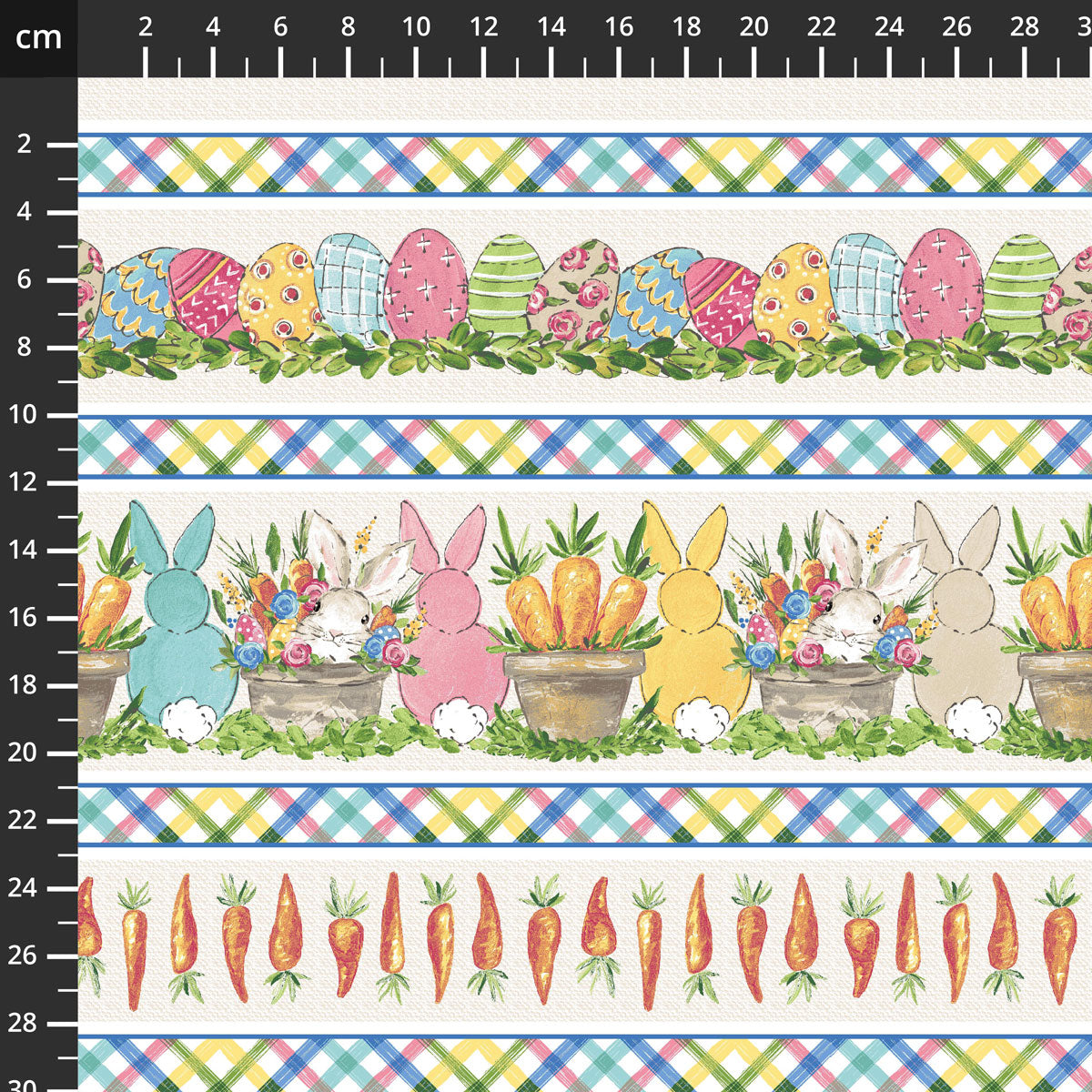 Peek A Boo Bunnies Border Stripe Cream