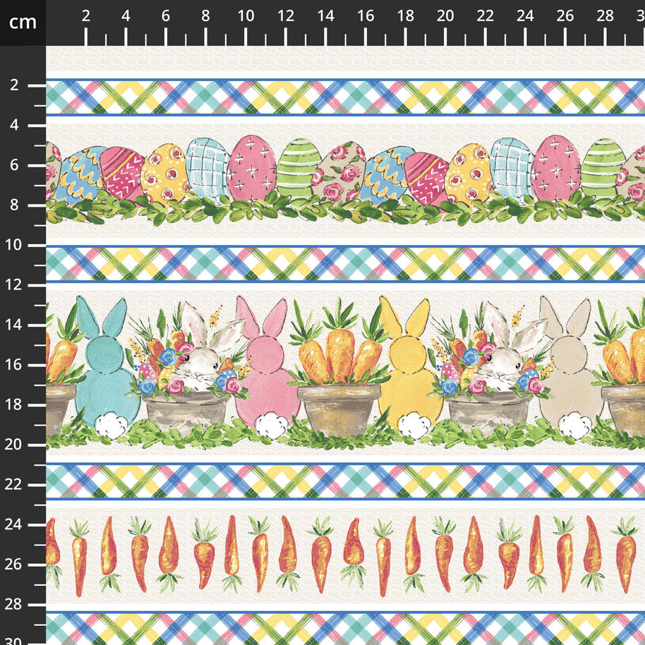 Peek A Boo Bunnies Border Stripe Cream