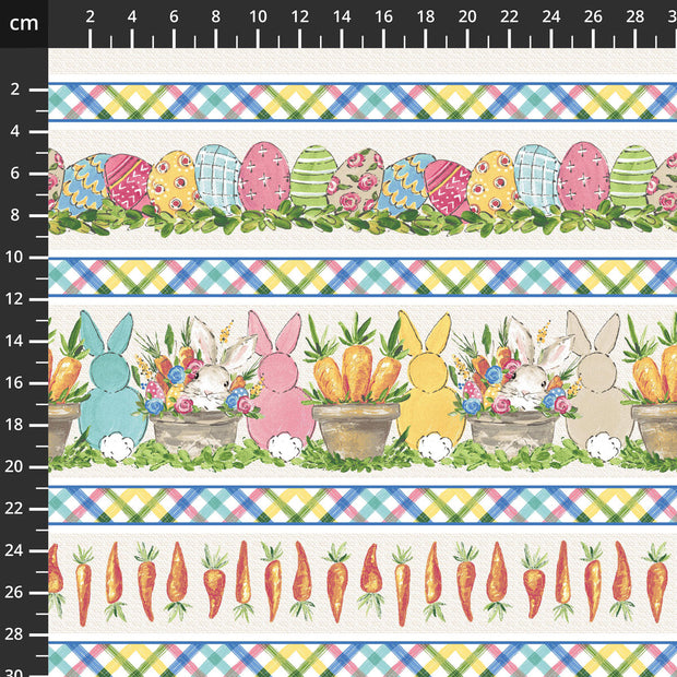 Peek A Boo Bunnies Border Stripe Cream