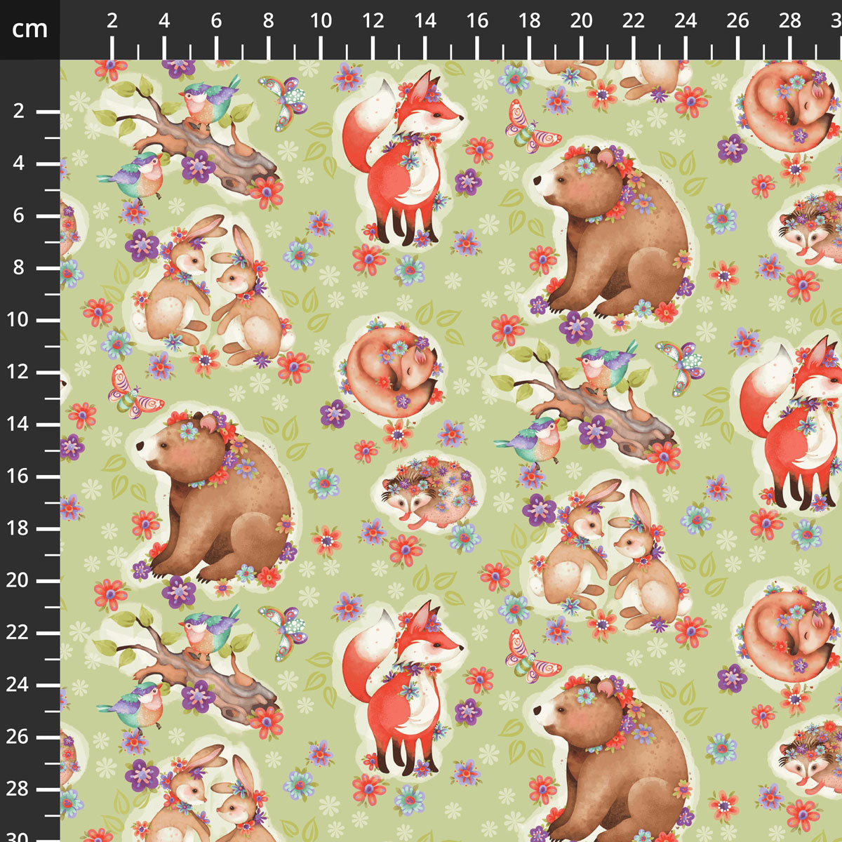 In The Thicket Green Multi Woodland Animals