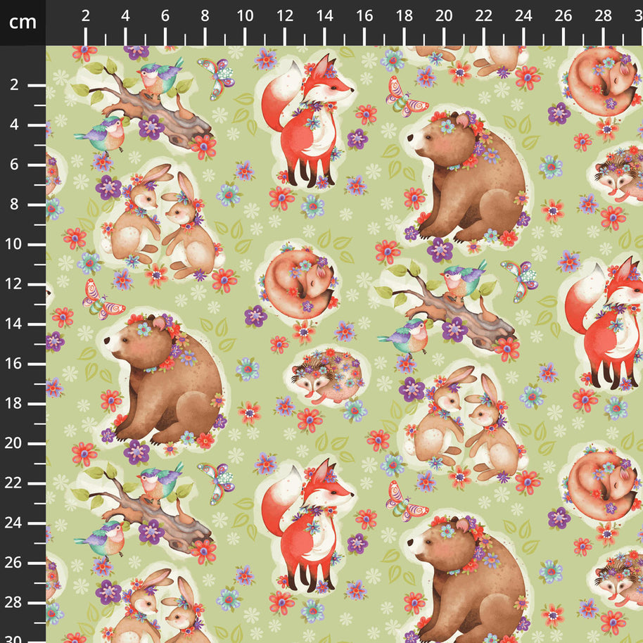 In The Thicket Green Multi Woodland Animals