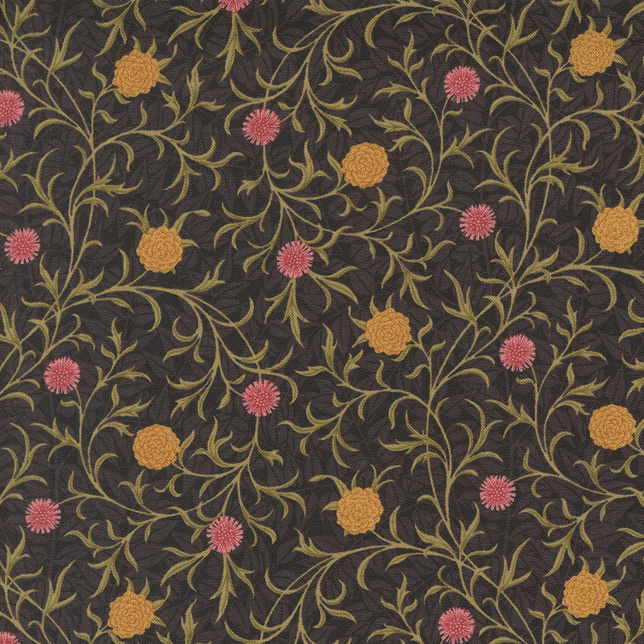 Morris Manor Scroll Florals Ebony