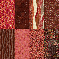 8 Fat Quarter Pack of Golden - Reds and Brown by Makower UK