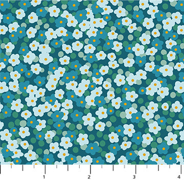 90991-64 Blossoms Teal, Florescence 1/2m