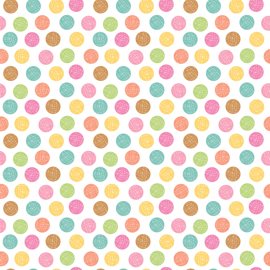 Pretty Kitty White Yarn Dots