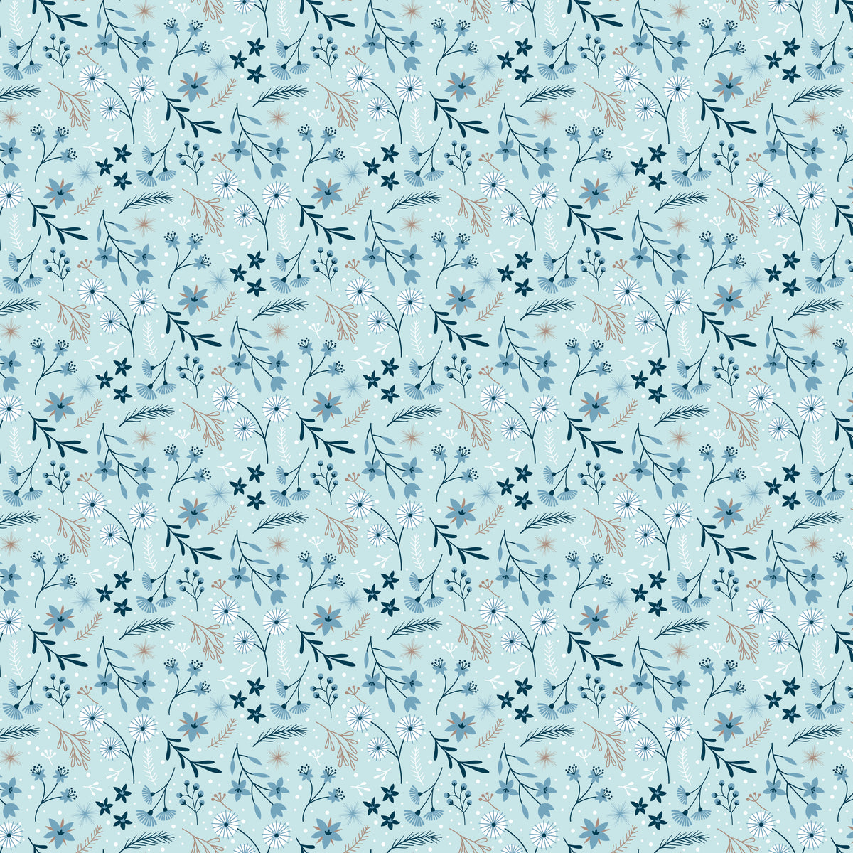 Winter Magic Floral Aqua