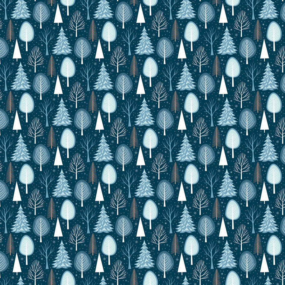 Winter Magic Trees Navy