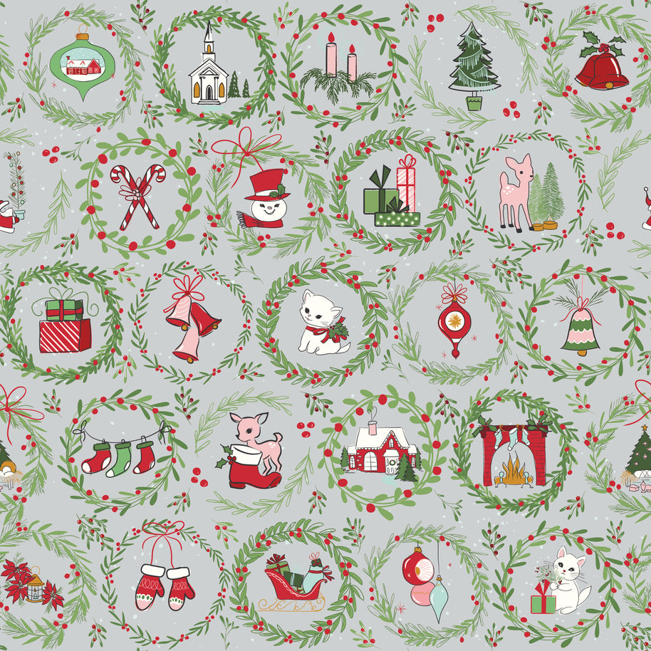 Mistletoe & Holly Silver Wreaths