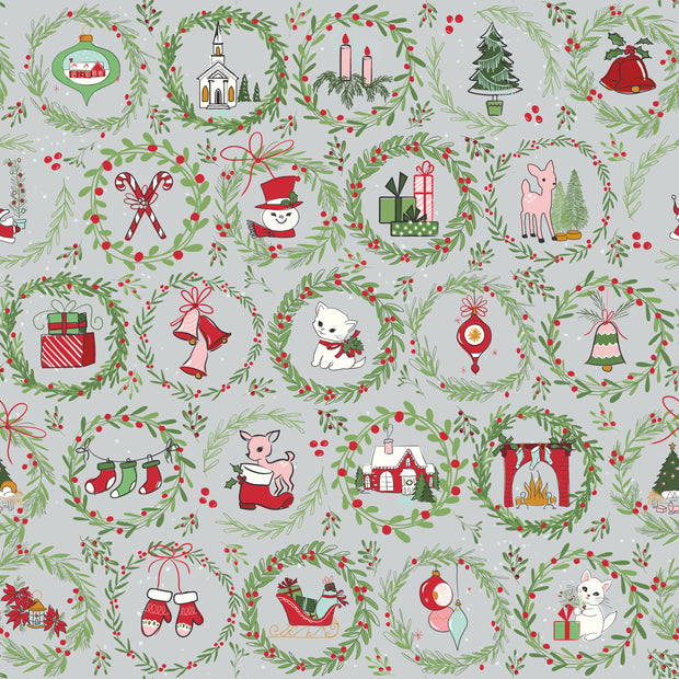 Mistletoe & Holly Silver Wreaths