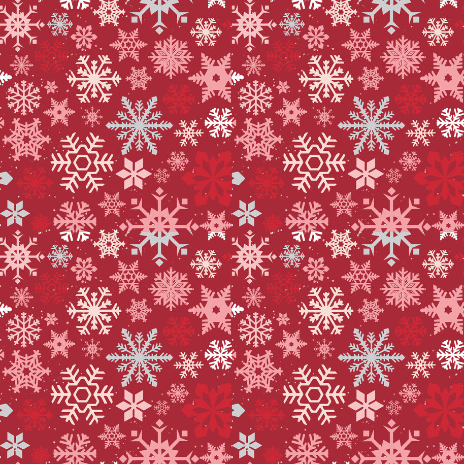 Mistletoe & Holly Barn Red Snowflakes